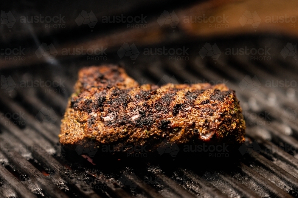 Cooked Venison Steak on a BBQ - Australian Stock Image