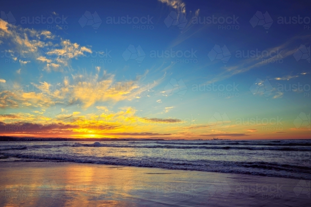 coolangatta sunset - Australian Stock Image