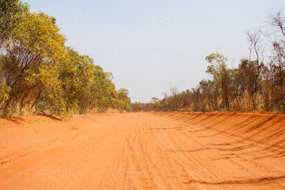 Corrugated red dirt track in the outback - Australian Stock Image