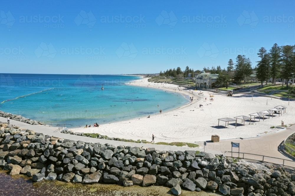 Cottesloe beach on a clear day in summer in Western Australia - Australian Stock Image
