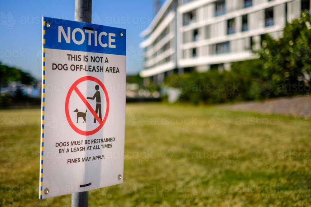 Council Sign Stating Keep Dog on Leash - Australian Stock Image