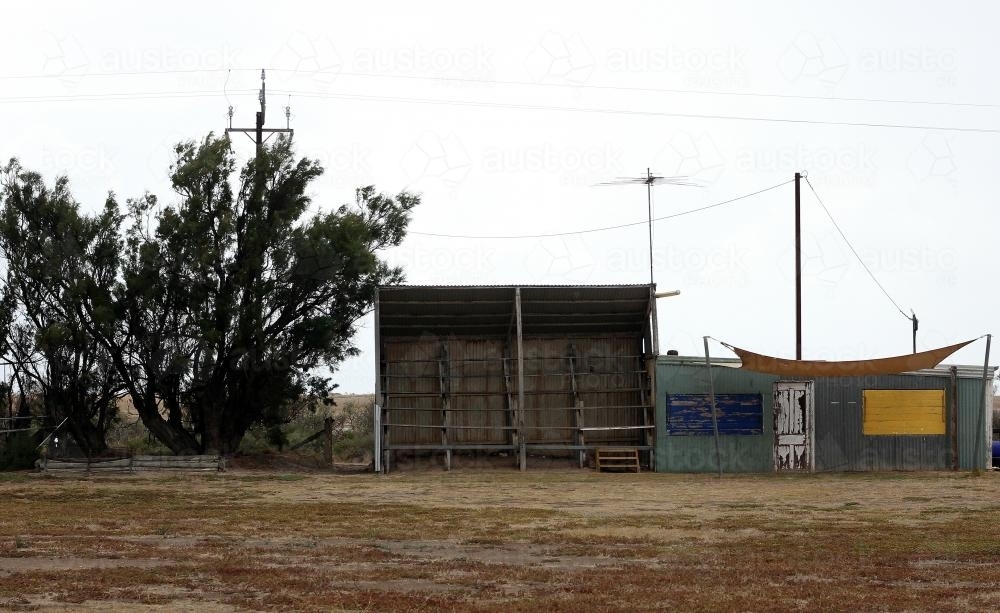 Country Cricket Oval with Quaint Grandstand - Australian Stock Image