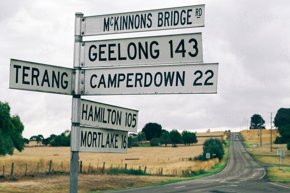 Image of Country road signs in Victoria Austockphoto