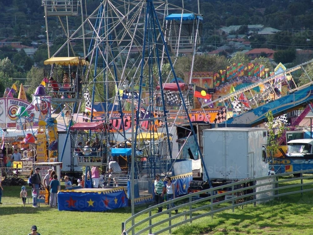 Country show with ferris wheel and other attractions - Australian Stock Image
