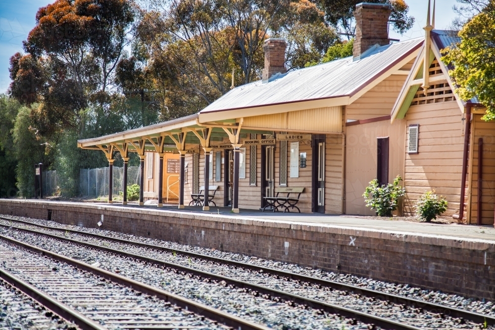 Country train station in Coolamon - Australian Stock Image
