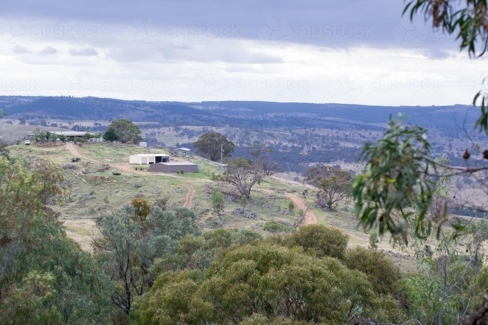 Country view with remote house - Australian Stock Image