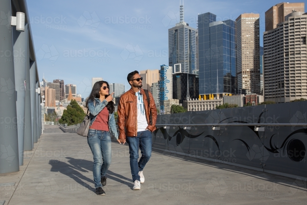 Couple Exploring Melbourne City - Australian Stock Image