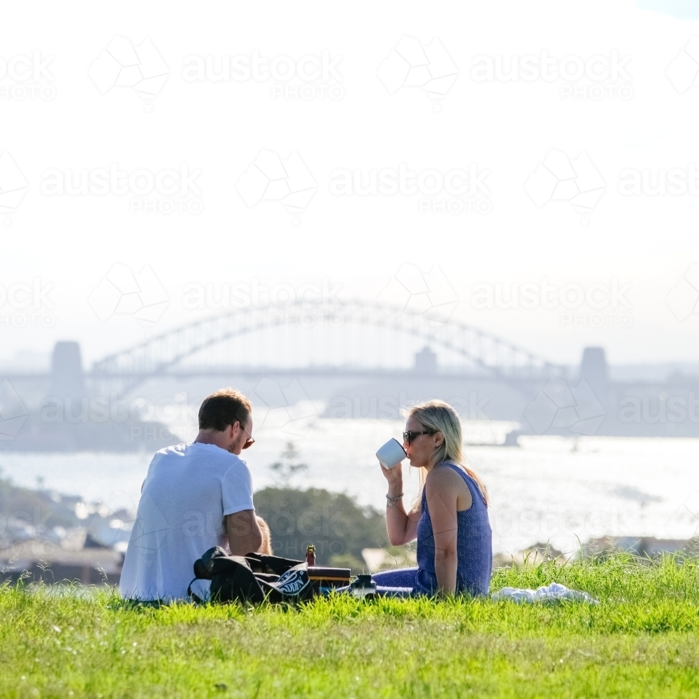 Couple having a picnic with a view - Australian Stock Image