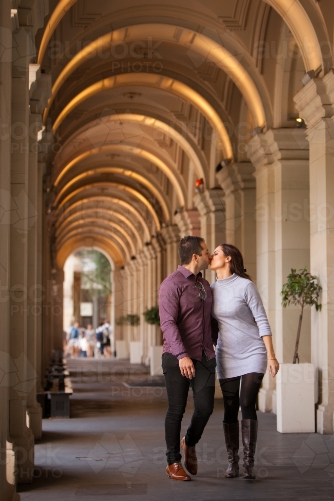 Couple Walking in Downtown Melbourne - Australian Stock Image