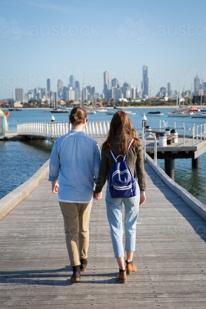 Couple with Melbourne City in Background - Australian Stock Image