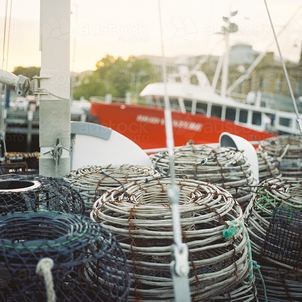 Crab Pot on Boat - Australian Stock Image