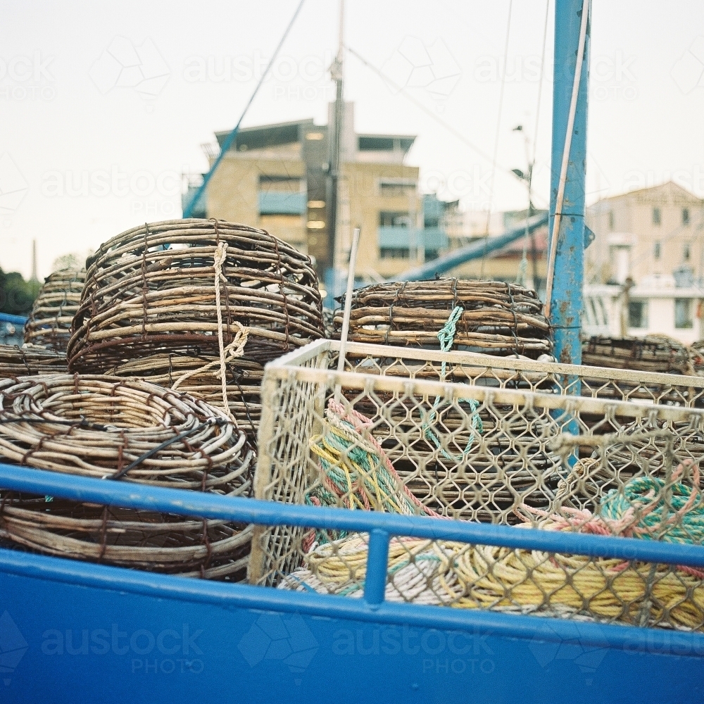 Crab Pot on Boat - Australian Stock Image