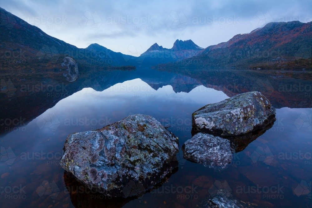 Cradle Mountain and Dove Lake - Cradle Mnt Lake St Clair N.P. - Tasmania - Australian Stock Image