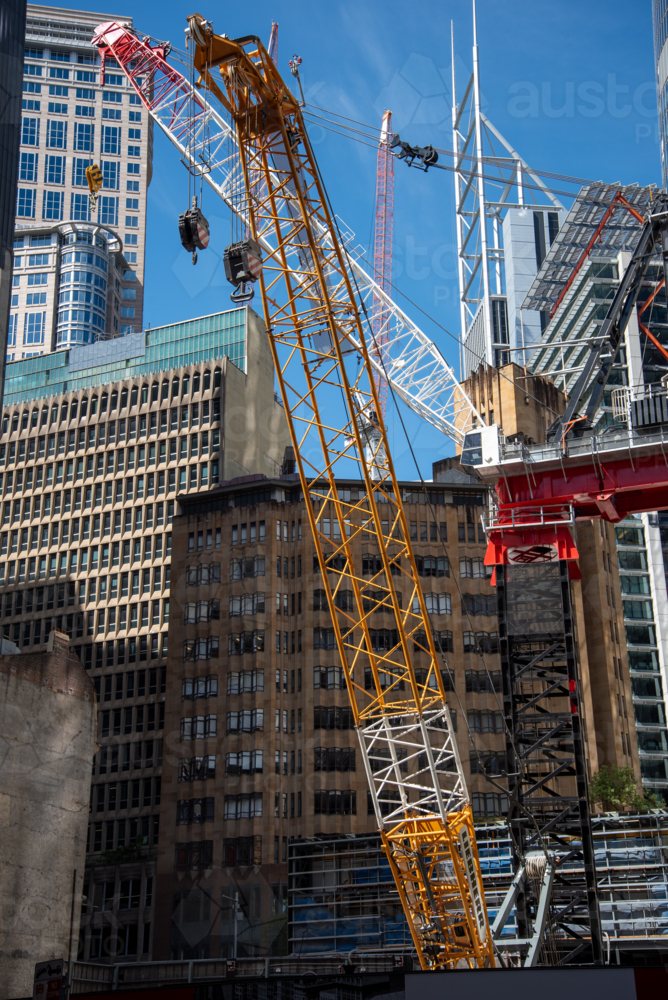 Cranes at a city construction site - Australian Stock Image