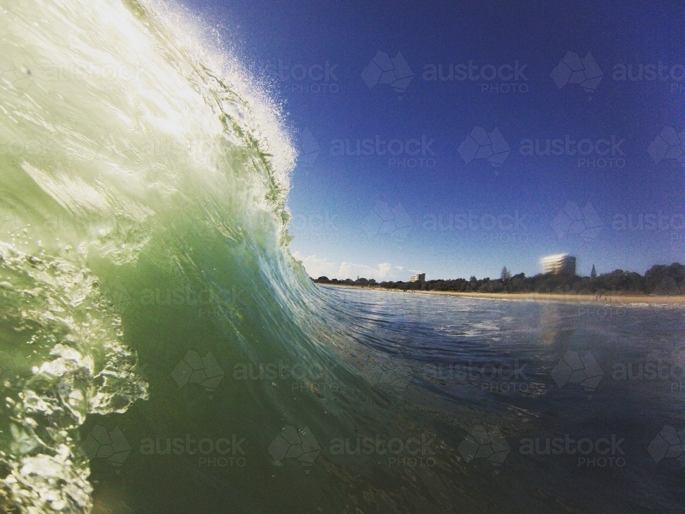 Crashing wave at the beach - Australian Stock Image