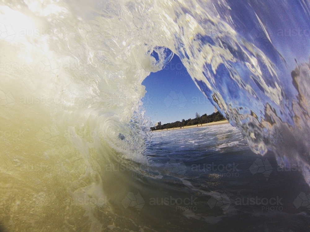 Crashing wave at the beach - Australian Stock Image