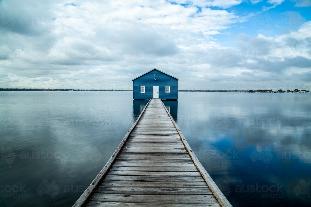 Crawley Edge blue boatshed, Perth, Western Australia, Australia - Australian Stock Image