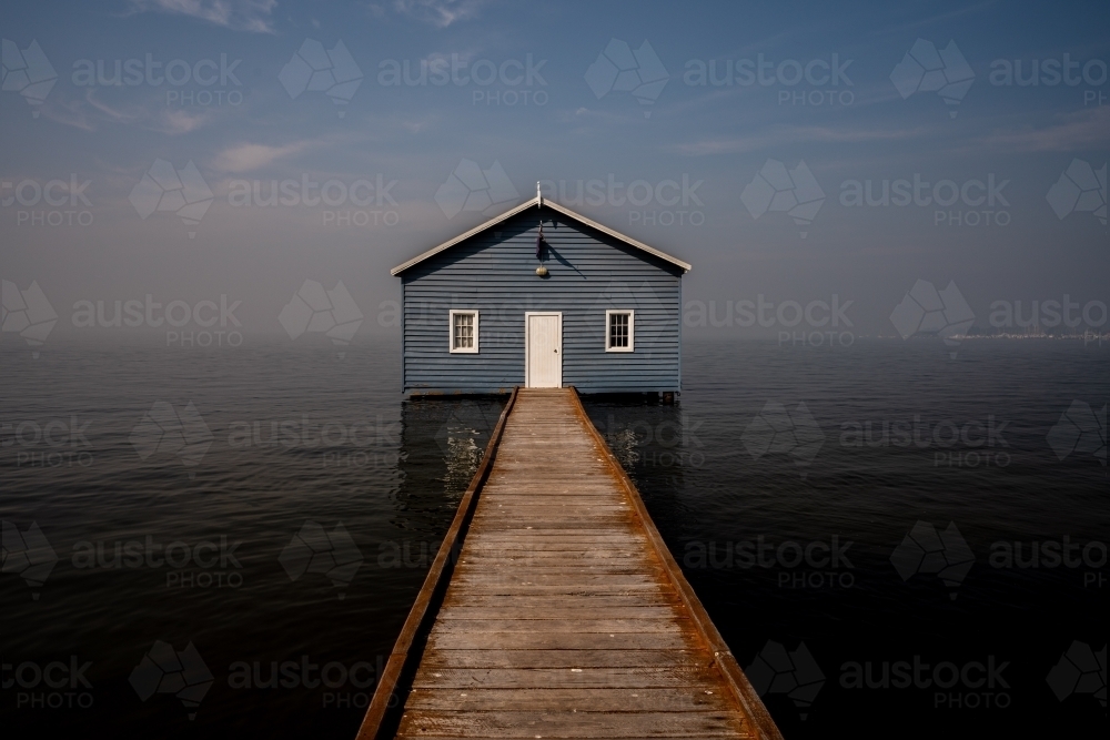 Crawley Edge Blue Boathouse - Australian Stock Image