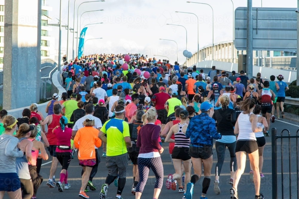 Crowd of people doing a fun run - Australian Stock Image