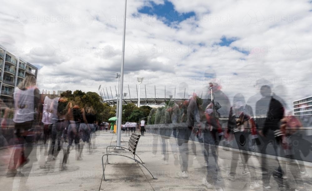 Crowd Streaming into MCG - Australian Stock Image