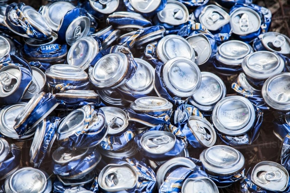 Crushed soft drink cans - Australian Stock Image