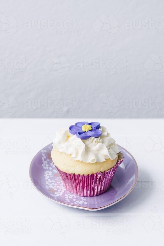cupcake in purple theme - Australian Stock Image