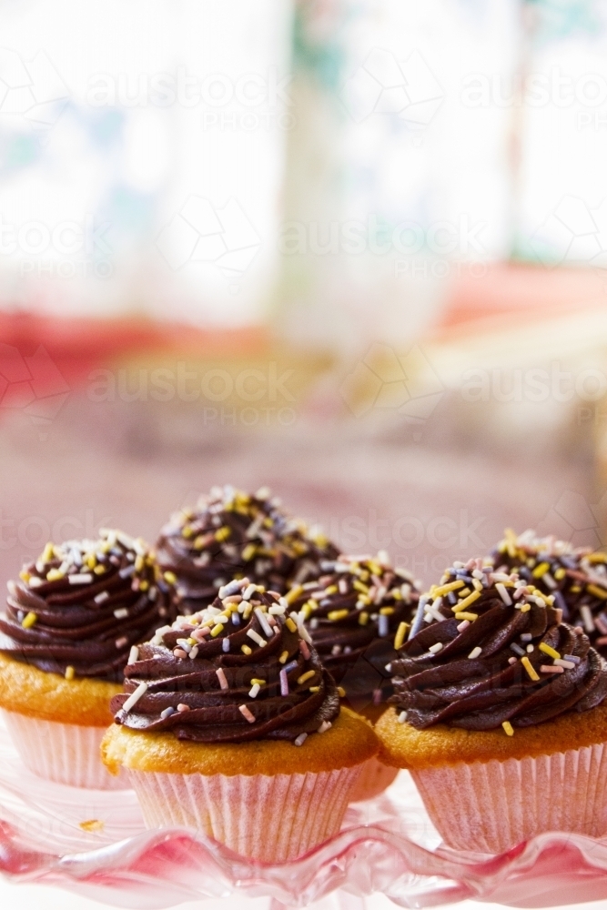 Cupcakes on Pink Cake Stand - Australian Stock Image
