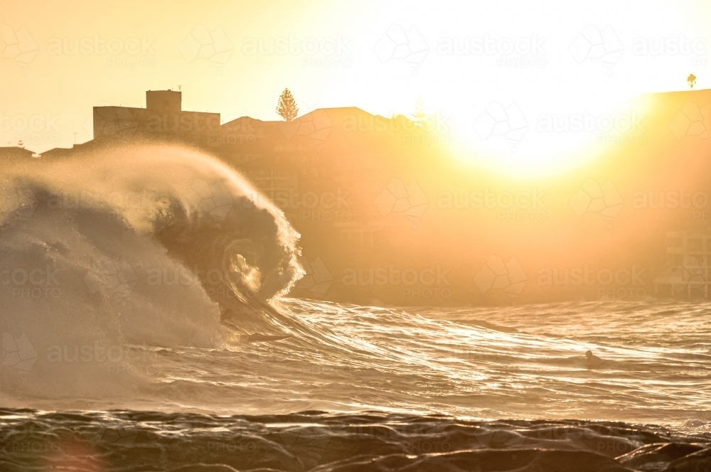 Curly wave with paddleboard - Australian Stock Image