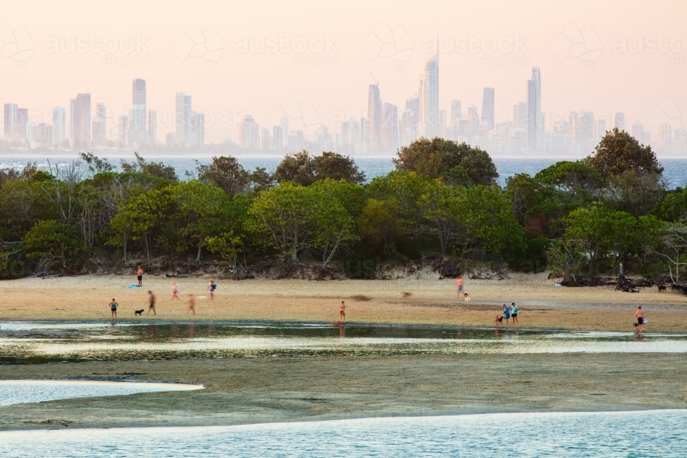 Currumbin Creek and Gold Coast Apartment Buildings - Australian Stock Image