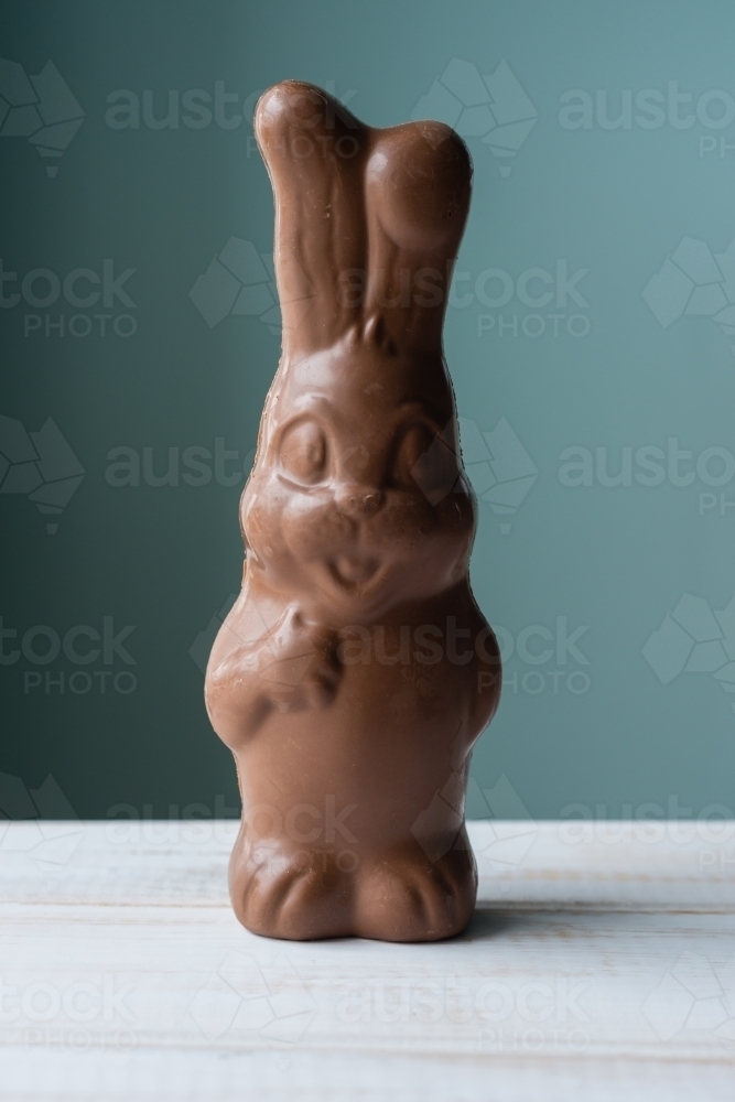 cute chocolate easter egg in the shape of a bunny - Australian Stock Image