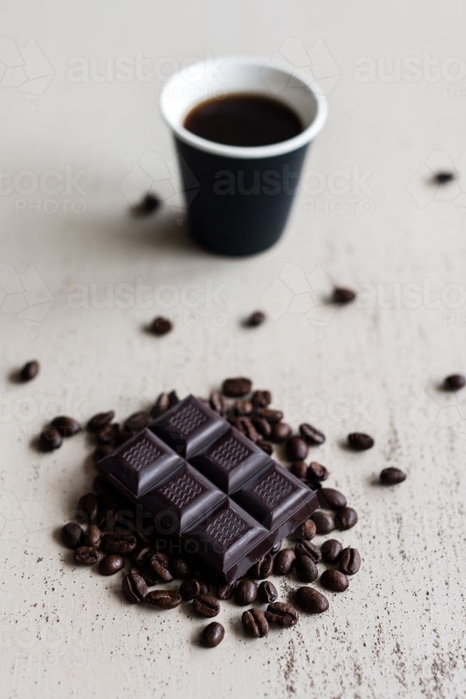 dark chocolate and coffee - Australian Stock Image