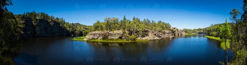 Daytime panorama of river bend in Capertee, NSW - Australian Stock Image