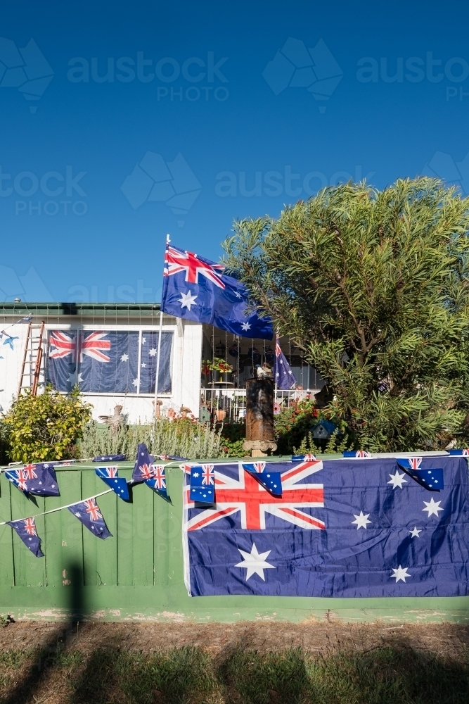 Decorated house for Australia Day celebrations - Australian Stock Image