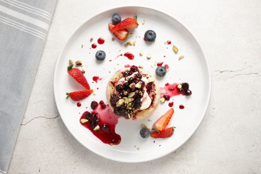 Delicious berry desert on plate - Australian Stock Image