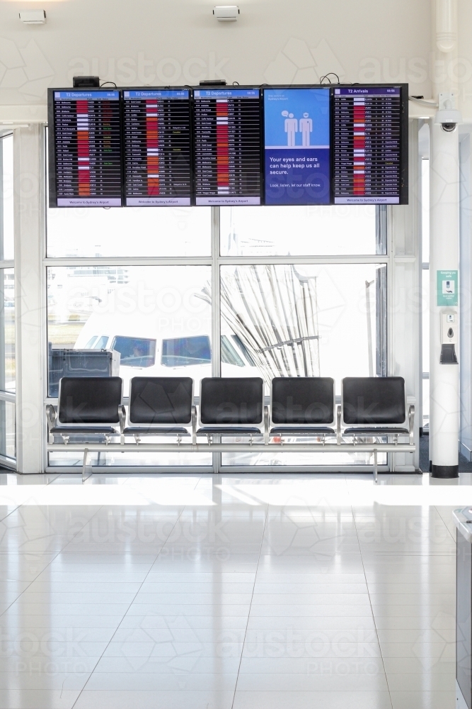 Departures board at Tullamarine domestic airport - Australian Stock Image