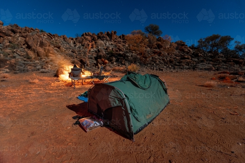 Desert camping - Australian Stock Image