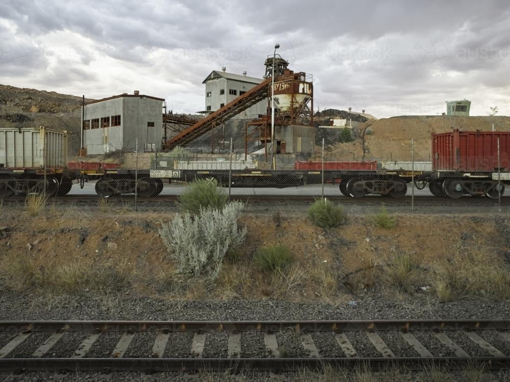 Deserting mining site and railway track - Australian Stock Image