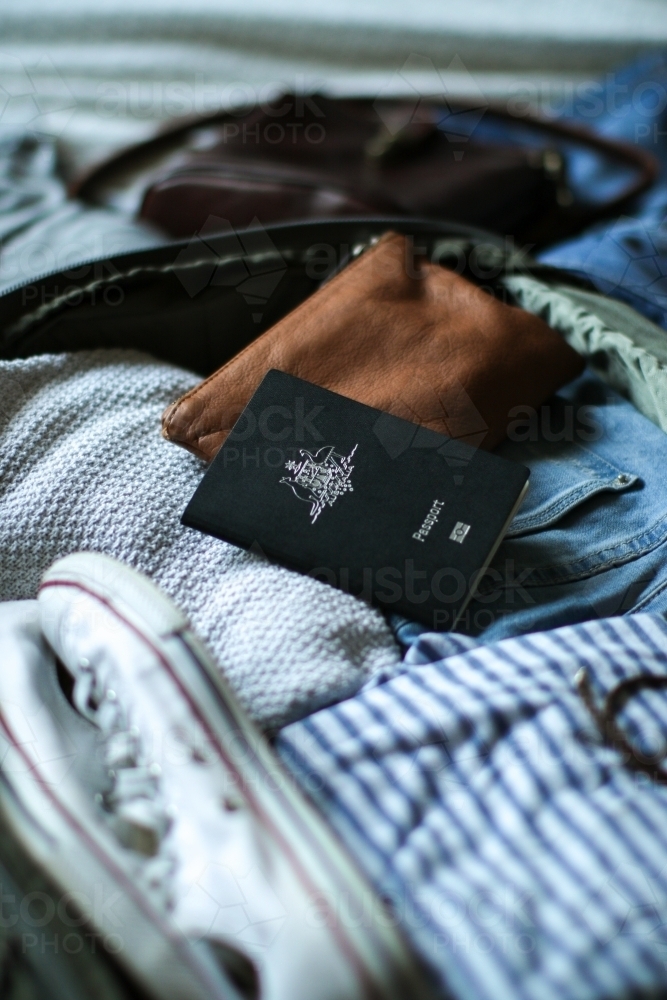 Detail of a bag being packed ready for travel - Australian Stock Image