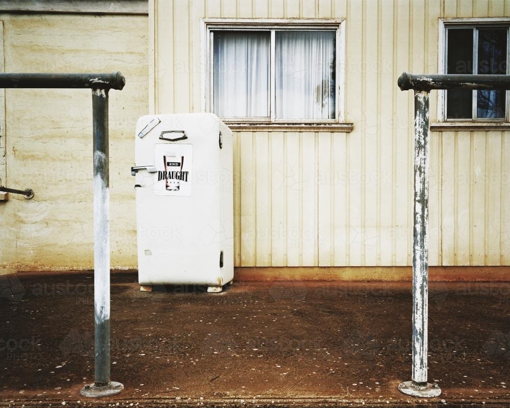 Detail of outdoor fridge in front of old building - Australian Stock Image