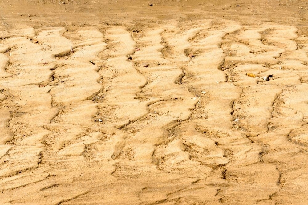 Detail shot of wet rippled yellow desert sand and mud - Australian Stock Image