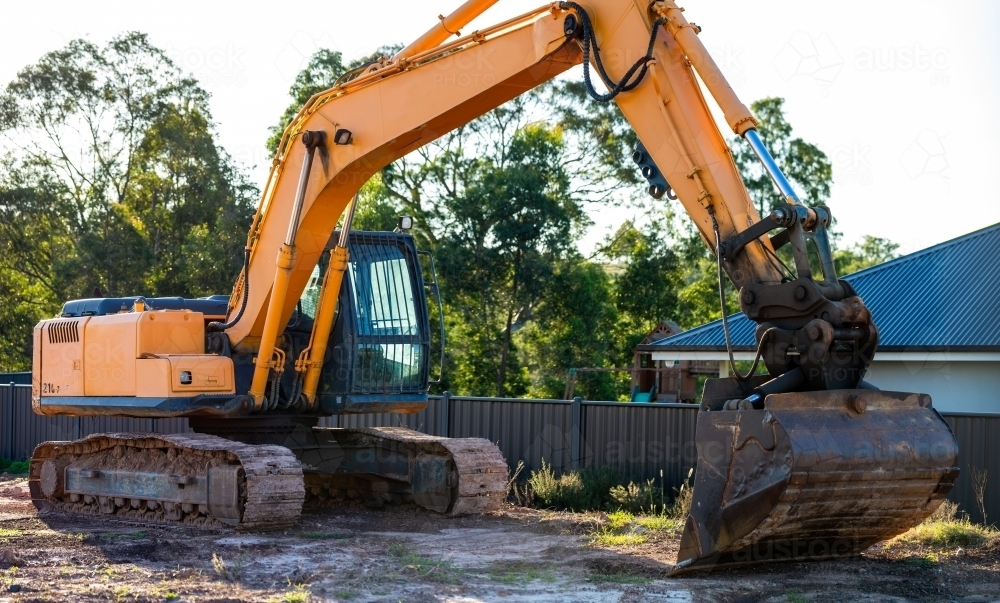 Digger excavator on worksite            - Australian Stock Image