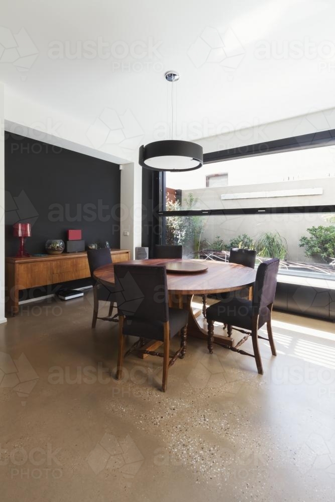 Dining room extension in contemporary architect designed home - Australian Stock Image