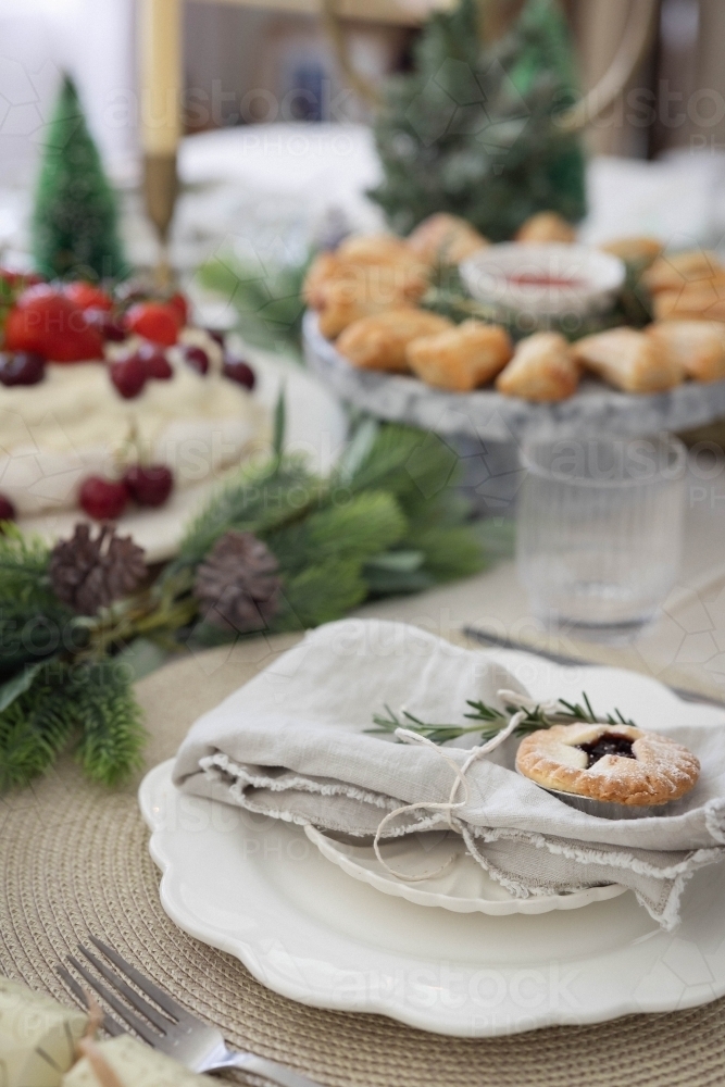 Dining table set up for Christmas meal - Australian Stock Image