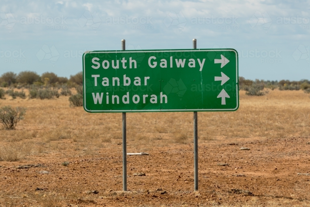 Direction road sign in remote QLD - Australian Stock Image