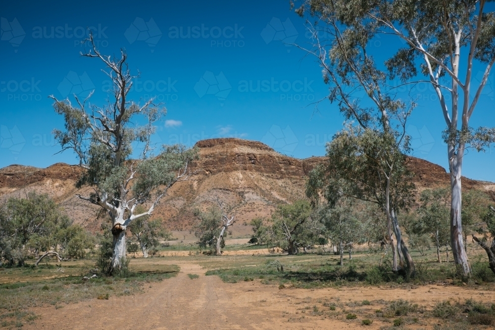 Dirt road through remote rocky landscape - Australian Stock Image