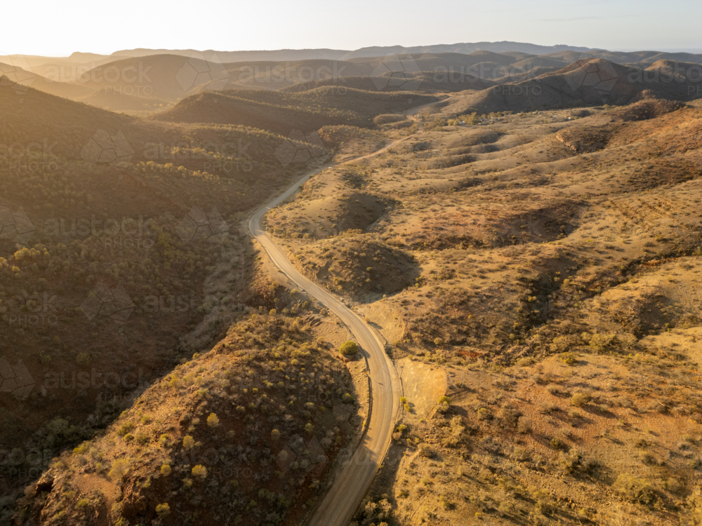 dirt road through the hills in Arkaroola Flinders Ranges - Australian Stock Image