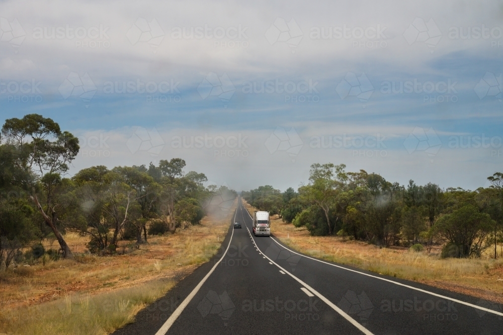 dirty windscreen rural highway - Australian Stock Image