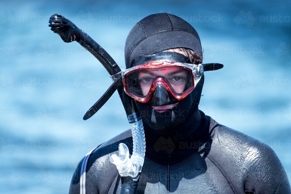 Diver ready for the water - Australian Stock Image