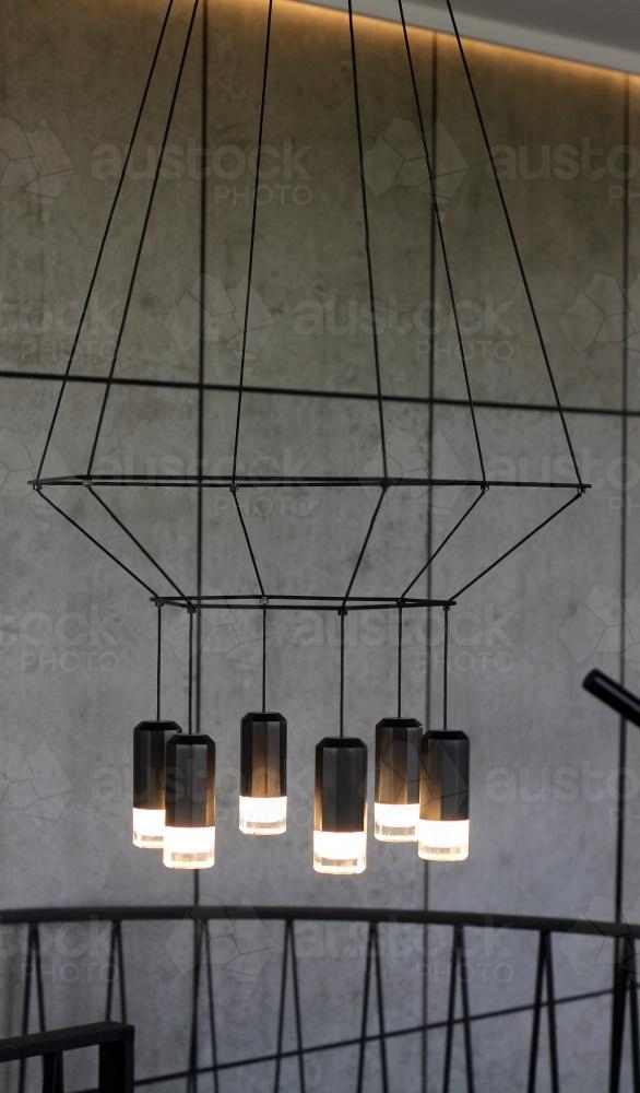 Down Lights inside a dark buliding - Australian Stock Image