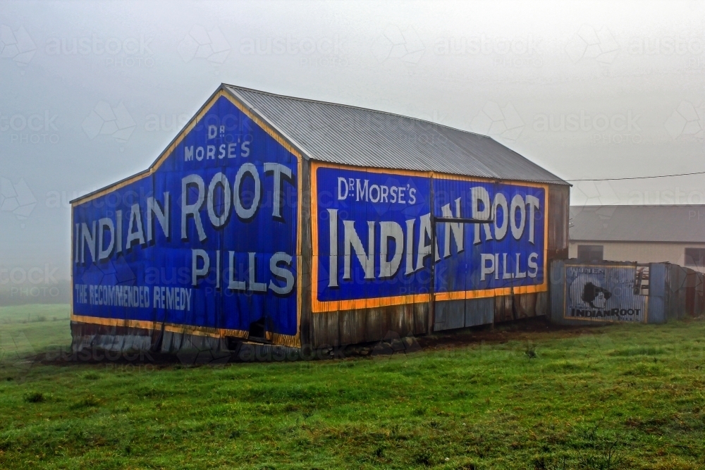 Dr Morse's Indian Root Pills Shed - Australian Stock Image